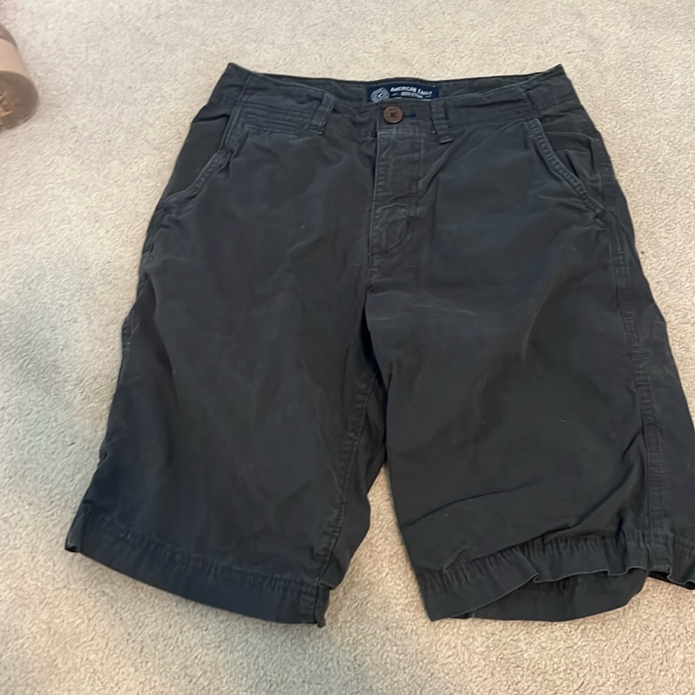 Men’s American Eagle khaki shorts; longer length; size 28; washed black